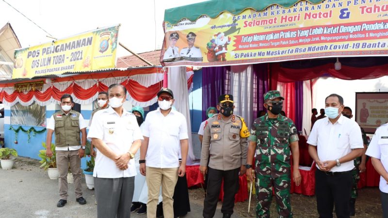 Kapolda Sumut dan Pangdam I/BB Cek Pospam Ops Lilin Toba 2021 di Pakpak Bharat