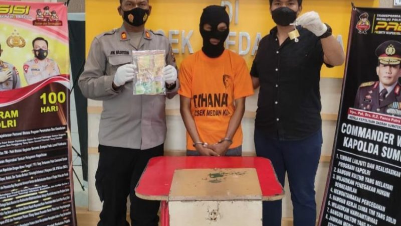 Polsek Medan Kota Ringkus Pelaku Pencuri Kotak Infaq di Masjid Attaqwim