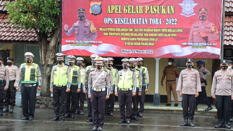 Polres Binjai Beserta Instansi Terkait Gelar Pasukan Ops Keselamatan Toba Tahun 2022