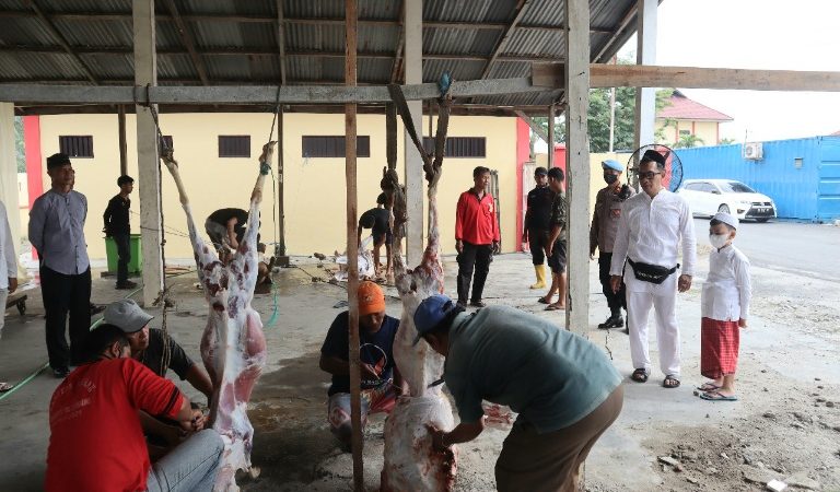 Usai Sholat Idul Adha 1443 H, Polresta Deli Serdang Sembelih Hewan Kurban