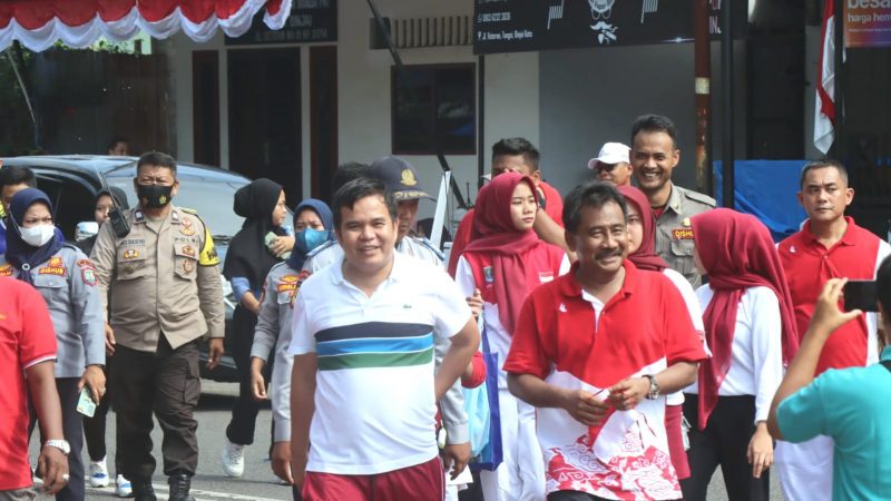 Sambut HUT RI ke 77, Kapolres Binjai Ikuti Senam Bersama Forkopimda