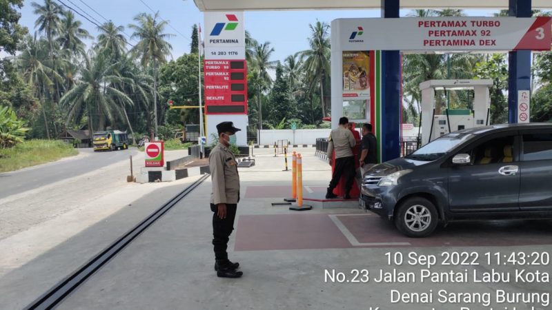 Pastikan BBM di SPBU Berjalan Lancar, Polsek Pantai Labu Patroli dan Monitoring