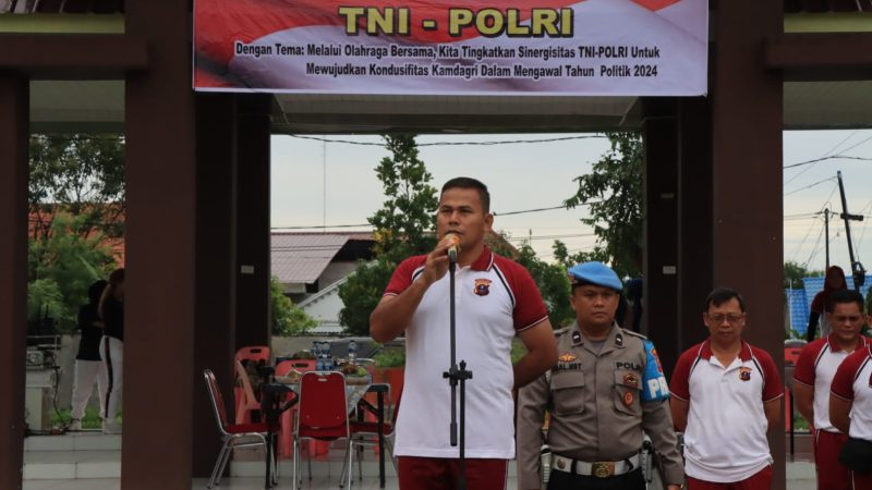 Sambut HUT Bhayangkara, Polres Binjai Gelar Olahraga Bersama TNI