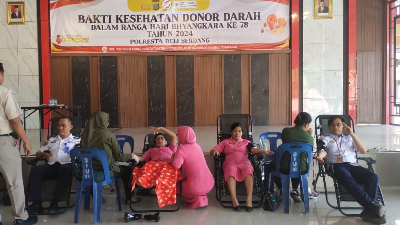 Sambut Hari Bhayangkara ke 78, Polresta Deli Serdang Adakan Bakti Kesehatan Donor Darah
