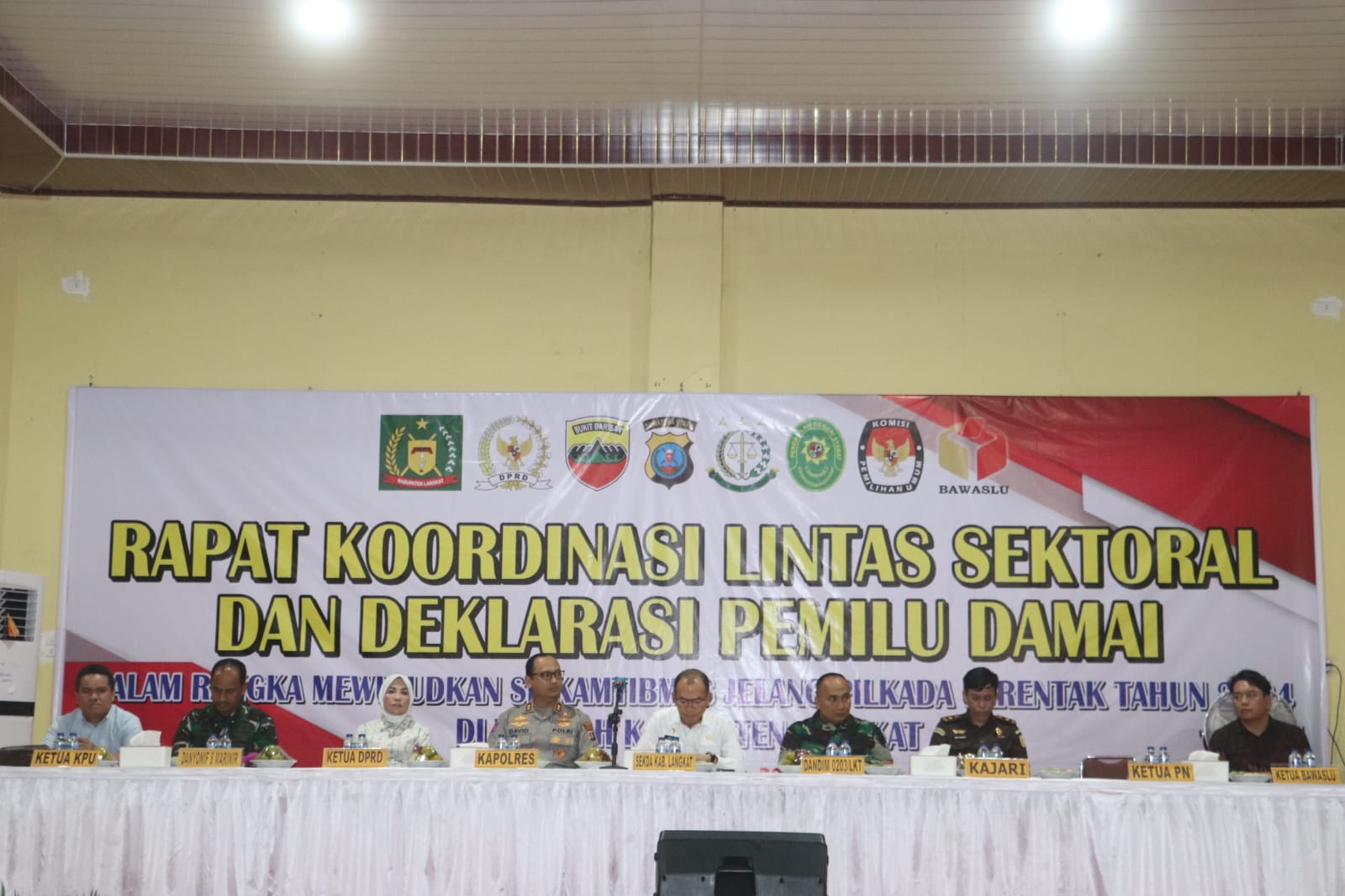 Polres Langkat Laksanakan Rakor Lintas Sektoral dan Deklarasi Pemilu Damai