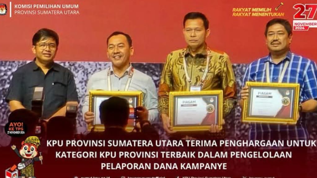 KPU Provinsi Sumut Terima Kategori Terbaik Dalam Pelaporan Dana Kampanye Pilkada 2024