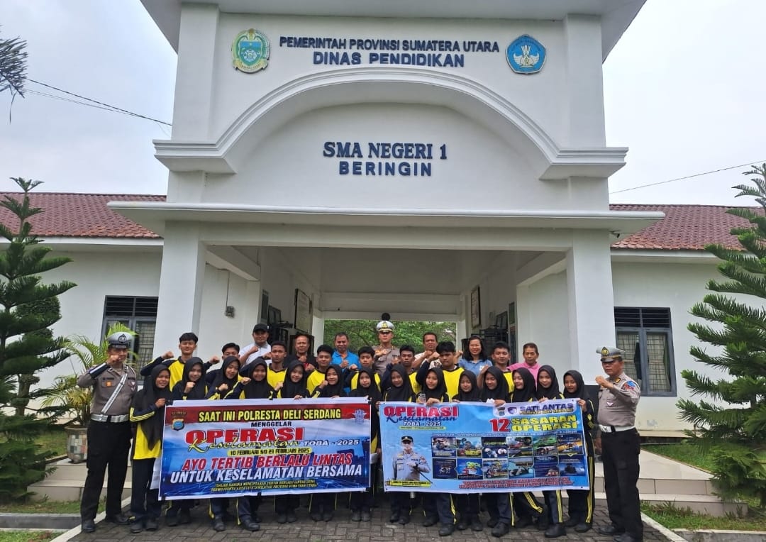 Sat Lantas Polresta Deli Serdang Gelar “Police Go To School” dalam Rangka Operasi Keselamatan Toba 2025