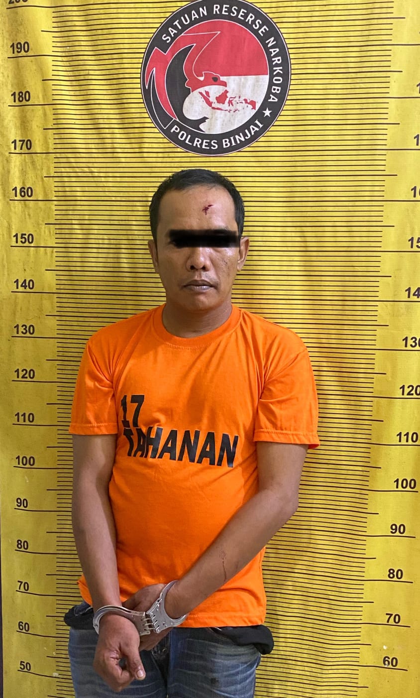 Sempat bergumul dengan petugas, bandar sabu di tangkap polres Binjai