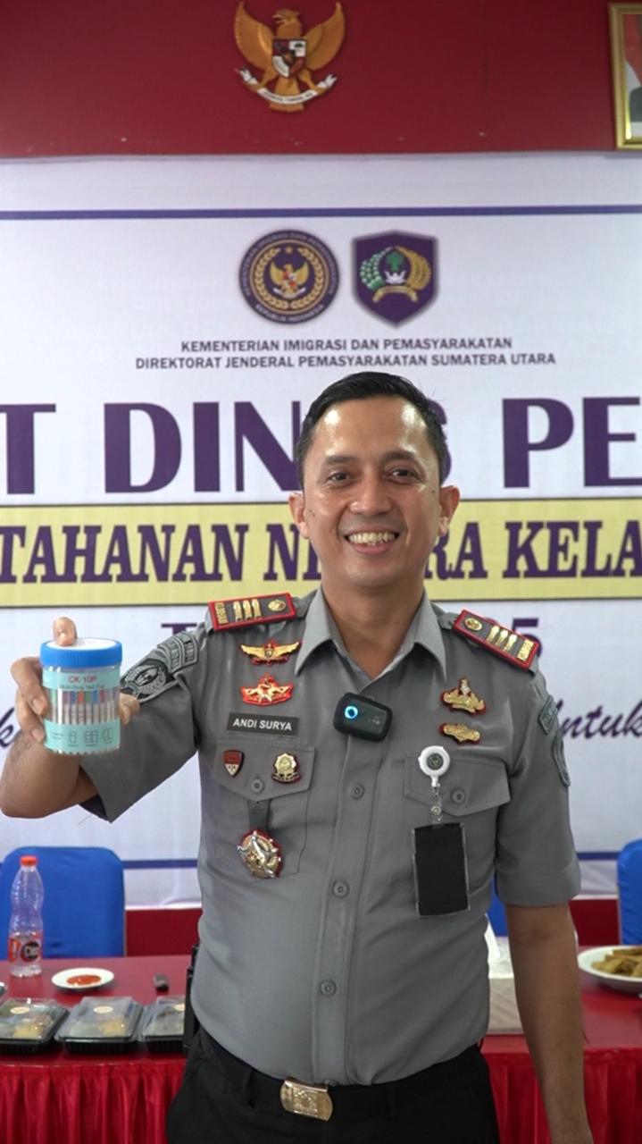 Usai Rapat Dinas Pegawai Rutan I Medan Laksanakan Tes Urine Bersama