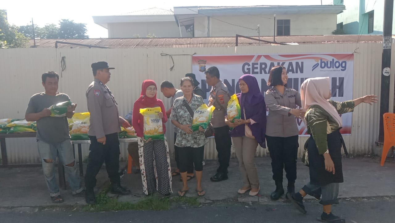 Polsek Medan Baru Gelar Gerakan Pangan Murah, Bantu Warga Beli Beras Harga Terjangkau