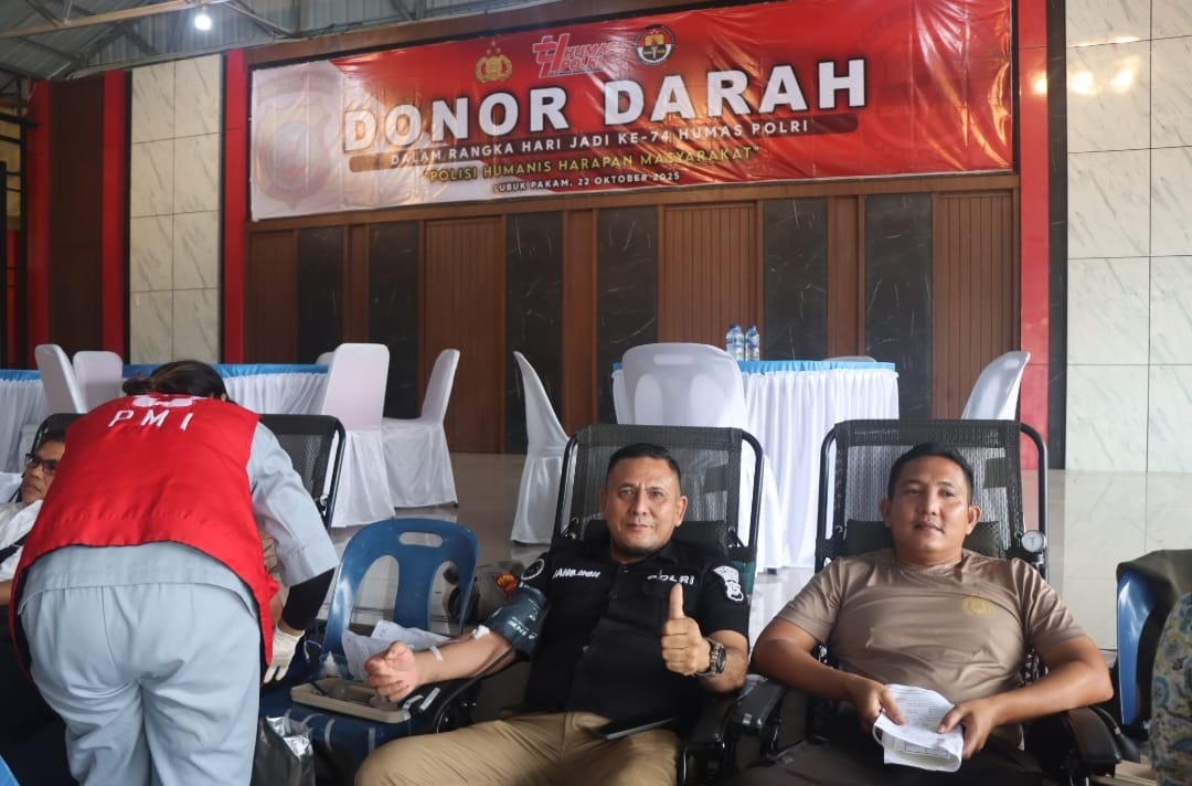 Polresta Deli Serdang Gelar Donor Darah Sambut Hari Jadi ke-74 Humas Polri