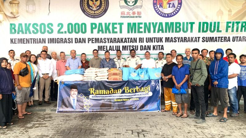 Ramadan Berbagi, Kementerian Imigrasi dan Pemasyarakatan Sumut Salurkan 2.000 Paket Sembako untuk Masyarakat