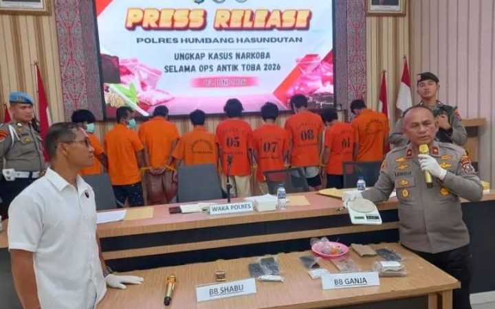 Polres Humbahas Ungkap 5 Kasus Narkotika di Ops Antik Toba 2026, 9 Tersangka Diamankan