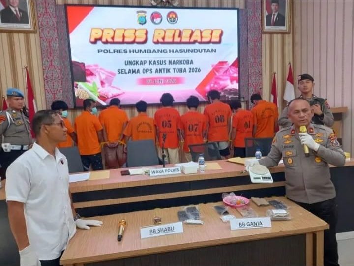 Polres Humbahas Ungkap 5 Kasus Narkotika di Ops Antik Toba 2026, 9 Tersangka Diamankan