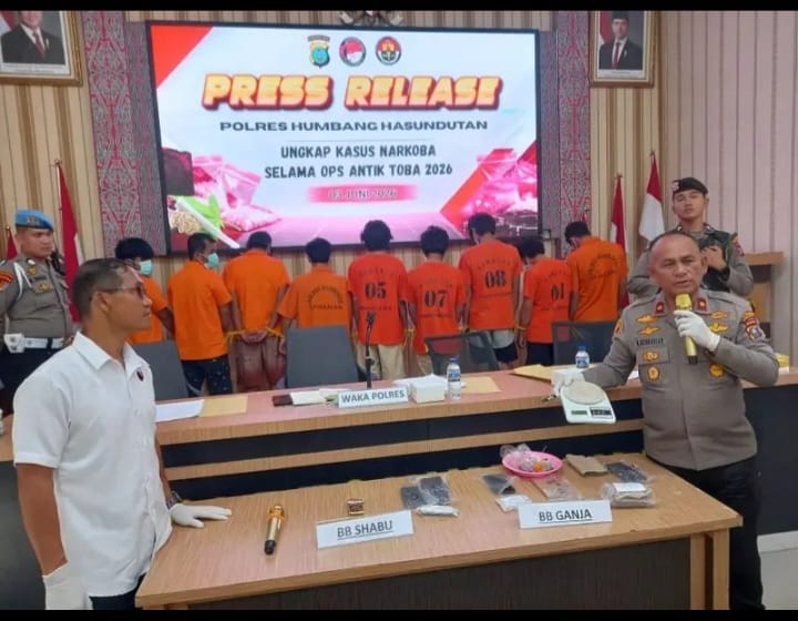 Polres Humbahas Ungkap 5 Kasus Narkotika di Ops Antik Toba 2026, 9 Tersangka Diamankan