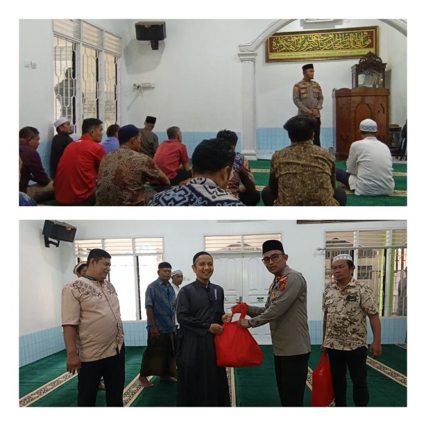 Kapolsek Medan Baru Sholat Jumat dan Himbau Kamtibmas ke Jemaah Masjid Baitussalih