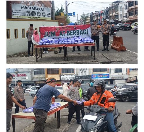 Polsek Medan Baru Gelar “Jumat Berbagi”, Bagikan Nasi Kepada Masyarakat
