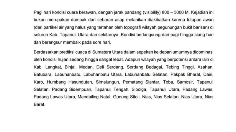 BMKG Prediksi Hujan Lebat di Samosir Sepekan ke Depan, Pemkab Imbau Waspada