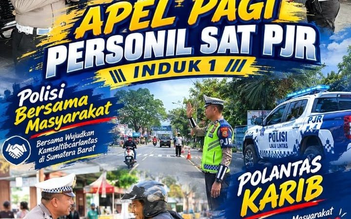 Wujudkan Polantas Karib, Sat PJR Induk 1 Ditlantas Polda Sumbar Gelar Apel Pagi