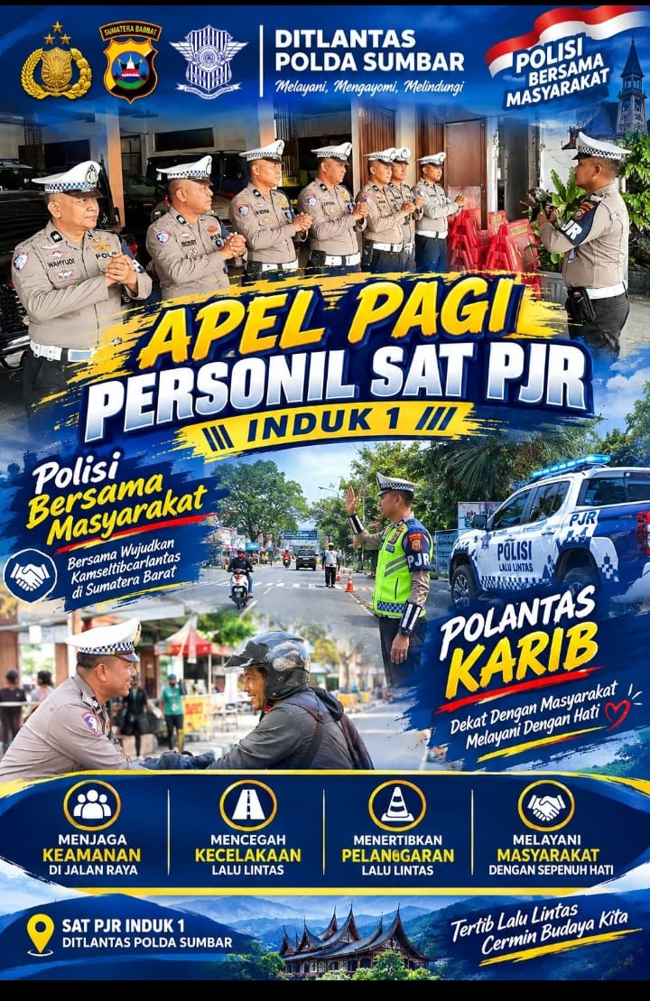 Wujudkan Polantas Karib, Sat PJR Induk 1 Ditlantas Polda Sumbar Gelar Apel Pagi