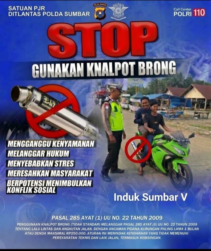 Ditlantas Polda Sumbar Tegaskan Pengendara Untuk Stop Gunakan Knalpot Brong