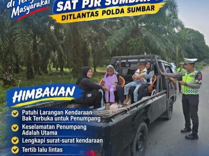 Ditlantas Polda Sumbar Ingatkan Bahaya Kendaraan Bak Terbuka Angkut Penumpang