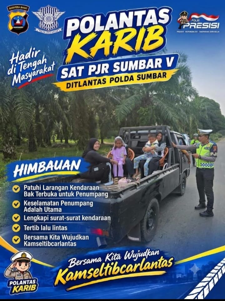 Ditlantas Polda Sumbar Ingatkan Bahaya Kendaraan Bak Terbuka Angkut Penumpang