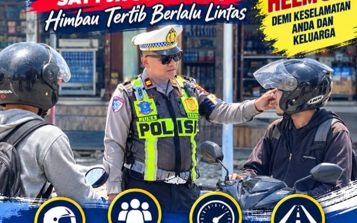Ditlantas Polda Sumbar Gencar Beri Himbauan Gunakan Helm SNI dan Tertib Berlalu Lintas