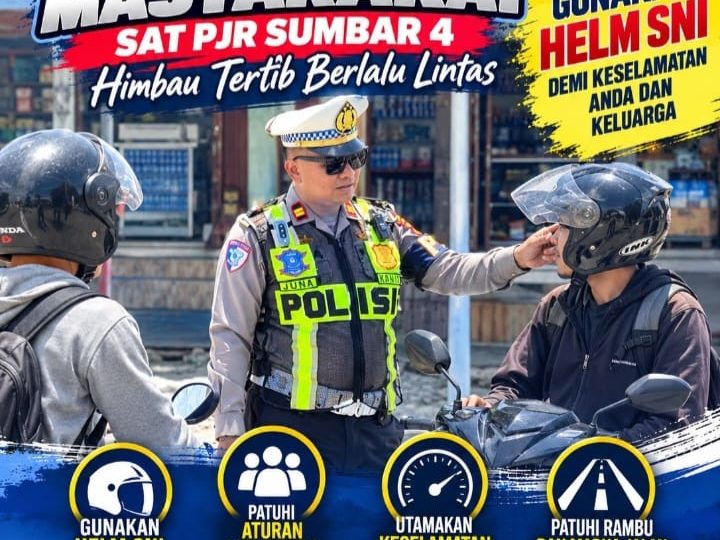 Ditlantas Polda Sumbar Gencar Beri Himbauan Gunakan Helm SNI dan Tertib Berlalu Lintas