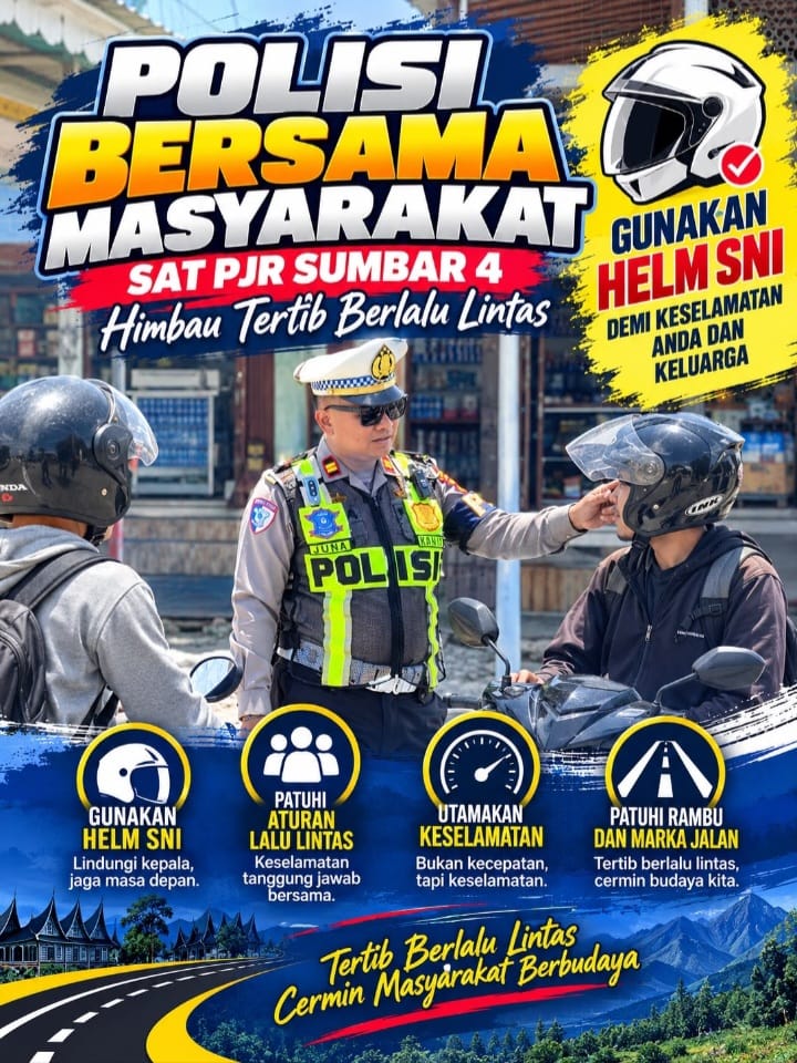 Ditlantas Polda Sumbar Gencar Beri Himbauan Gunakan Helm SNI dan Tertib Berlalu Lintas