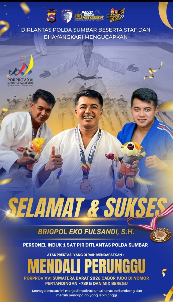 Personil Sat PJR Ditlantas Polda Sumbar Raih Medali Perunggu di PORPROV XVI Sumbar 2026