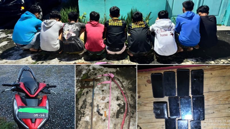 Tim Libas Polres Binjai Gagalkan Rencana Tawuran, 9 Remaja Diamankan Bersama Senjata Tajam